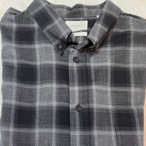 Billy Reid Men's Gray Plaid Button Down Shirt